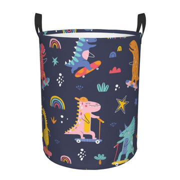 Pevtufa Cartoon Dinosaur Foldable Laundry Basket Organizer,Fabric Clothes Toy Storage Basket Nursery Hamper Storage Bin For Hous