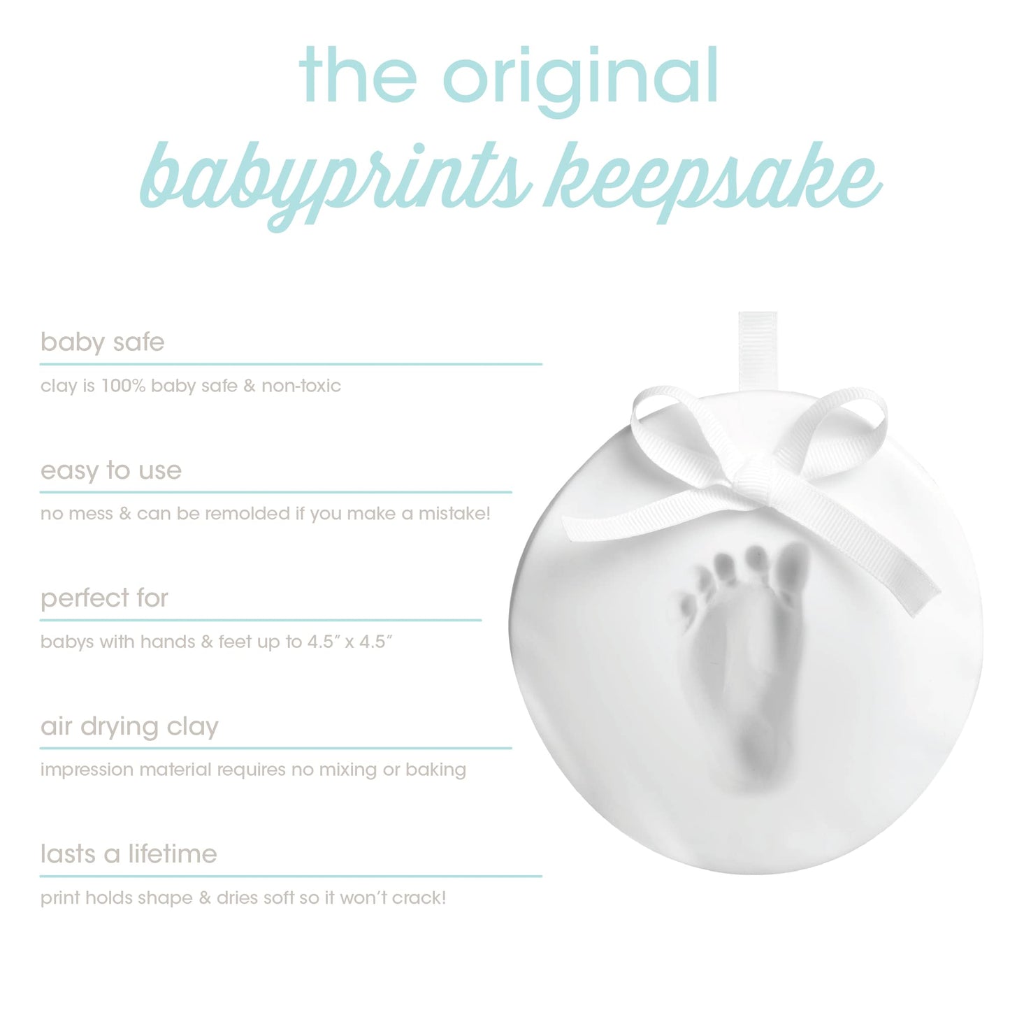 Pearhead Babyprints Handprint Or Footprint Keepsake, Nursery Decor, Baby'S First Christmas Holiday Ornament, Diy Clay Keepsake K
