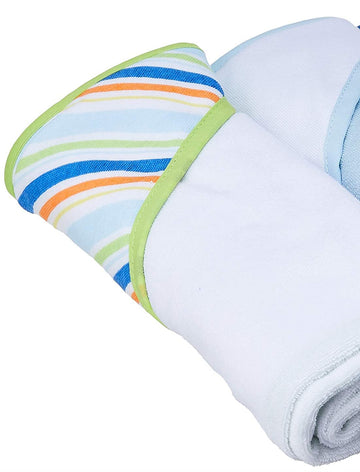 Luvable Friends Unisex Baby Cotton Terry Hooded Towels, Blue, One Size