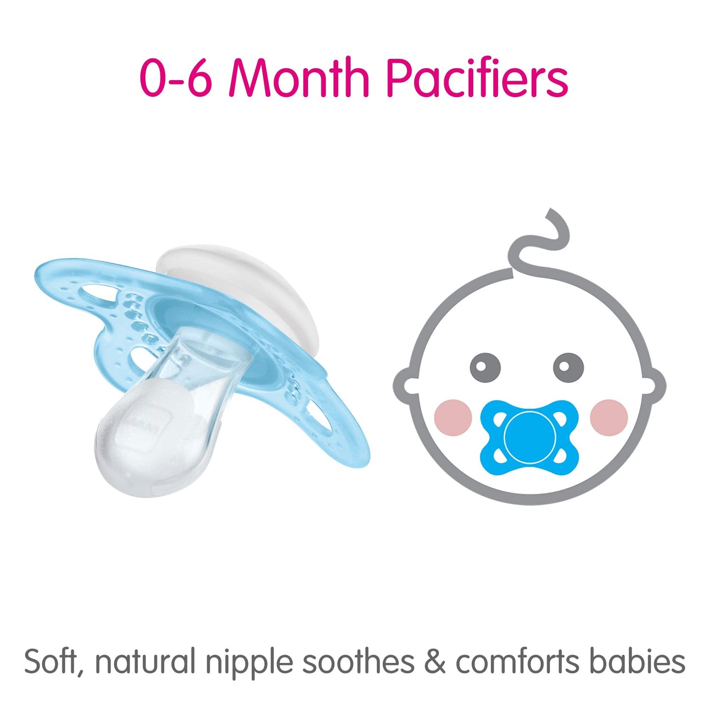 Mam Original Matte Baby Pacifier, Nipple Shape Helps Promote Healthy Oral Development, Sterilizer Case, Boy, 0-6 (Pack Of 2)