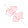 Wee Ones Girls Small Grosgrain Bow with Eyelet Flower Embossed Edge on Skinny White Nylon Band, One Size, Powder Pink