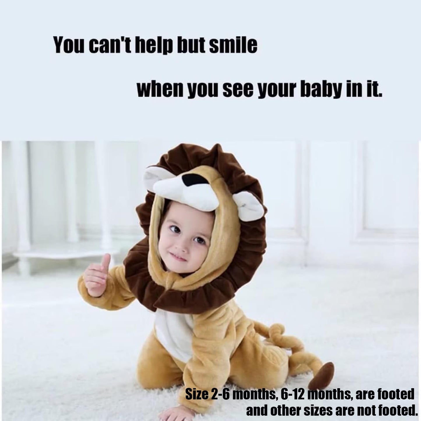 Qiaoniuniu Halloween Baby Lion Costumes Toddler Outfit Infants Cosplay Romper 6-12 Months