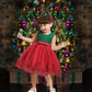 Nssmwttc Baby Girl Ball Gown Dress Infant Birthday Party Christmas New Year Dresses Toddler Christmas (Green Red,6M)