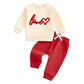 Karuedoo Toddler Baby Boy Valentines Day Outfit Cute Letter Print Sweatshirt Long Sleeve Shirts Top Jogger Pants Set (Fuzzy Love