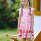 Labeca Baby Girls Printed Casual Party Dresses Twirly Ruffle Sleeve Dress Lollipop Cap Xs