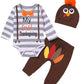 Detigee Baby Boy My 1St Thanksgiving Pant Set Newborn Turkey Bodysuit With Hat (Brown,0-3 Months)