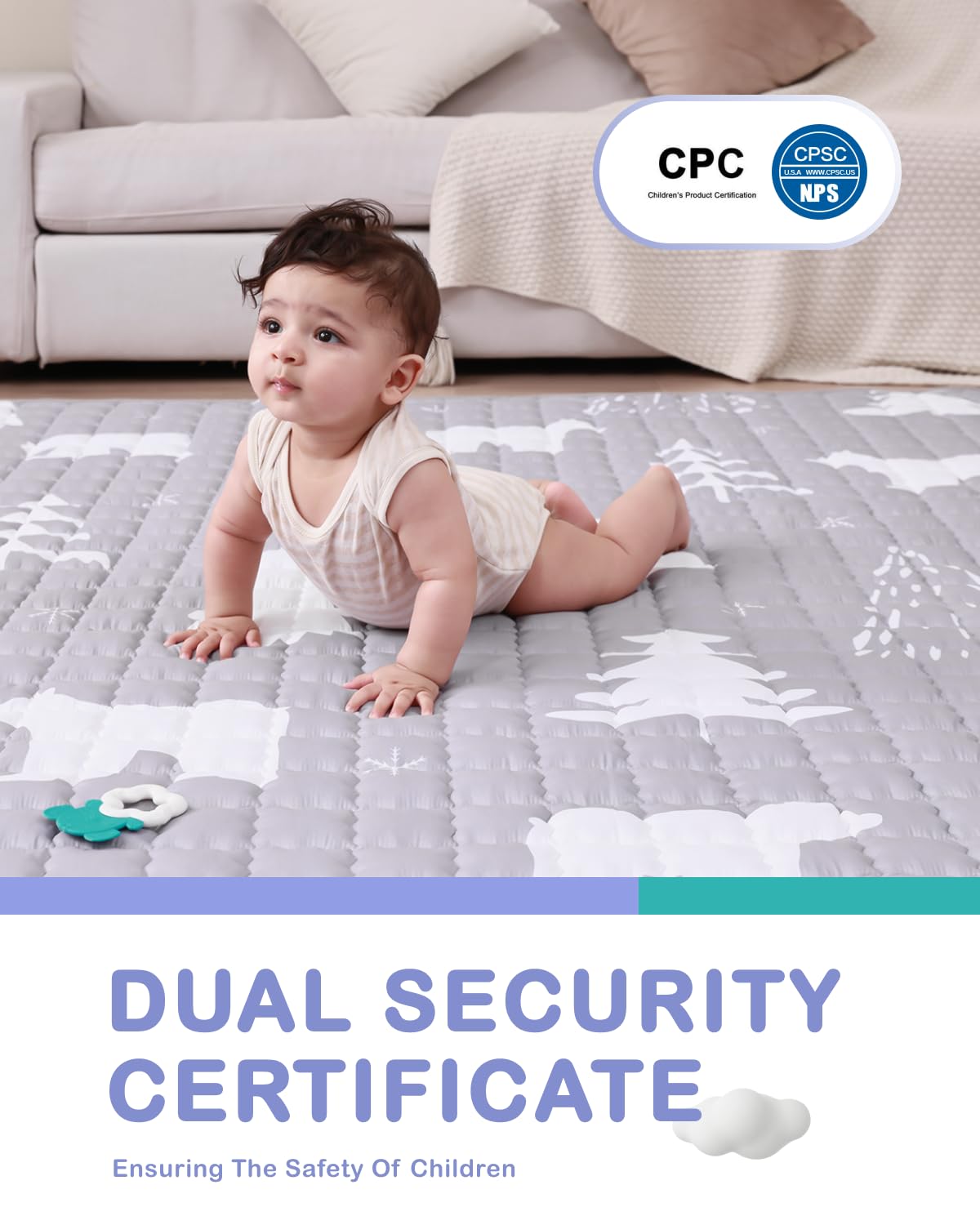 Wonday Thick Baby Floor Playmat For Playpen, Bear Foldable Kids Crawling Mat 71 X 79 For Babies 6-12 Months, Infant Playpen Mat