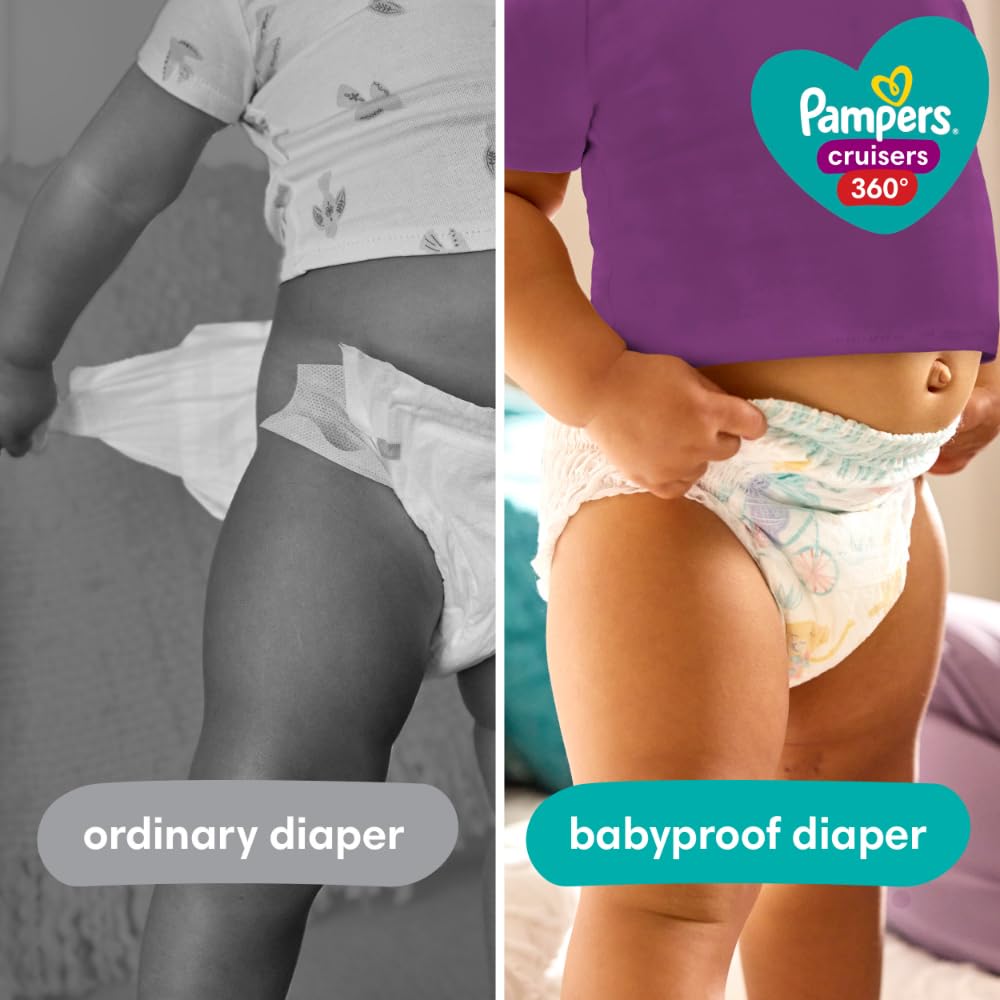 Pampers Diapers - Cruisers 360 - Size 7, 44 Count, Babyproof Up To 100% Leakproof Pull-On Diaper