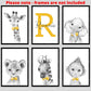 Personalized Safari Animals For Baby Boys Nursery Bedroom Unframed Set Of 6 Poster Prints, Personalized Name Blue Green Yellow B