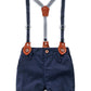 Baby Boy Summer Cotton Gentleman Short Sleeve Bowtie Romper Suspenders Shorts Outfit Set Style2 Green 90