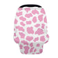 Biyejit Pink Cow Print Nursing Cover, Car Seat Cover, Shopping Cart Cover & Infinity Scarf - Breathable, Multi-Use Nursing Cover