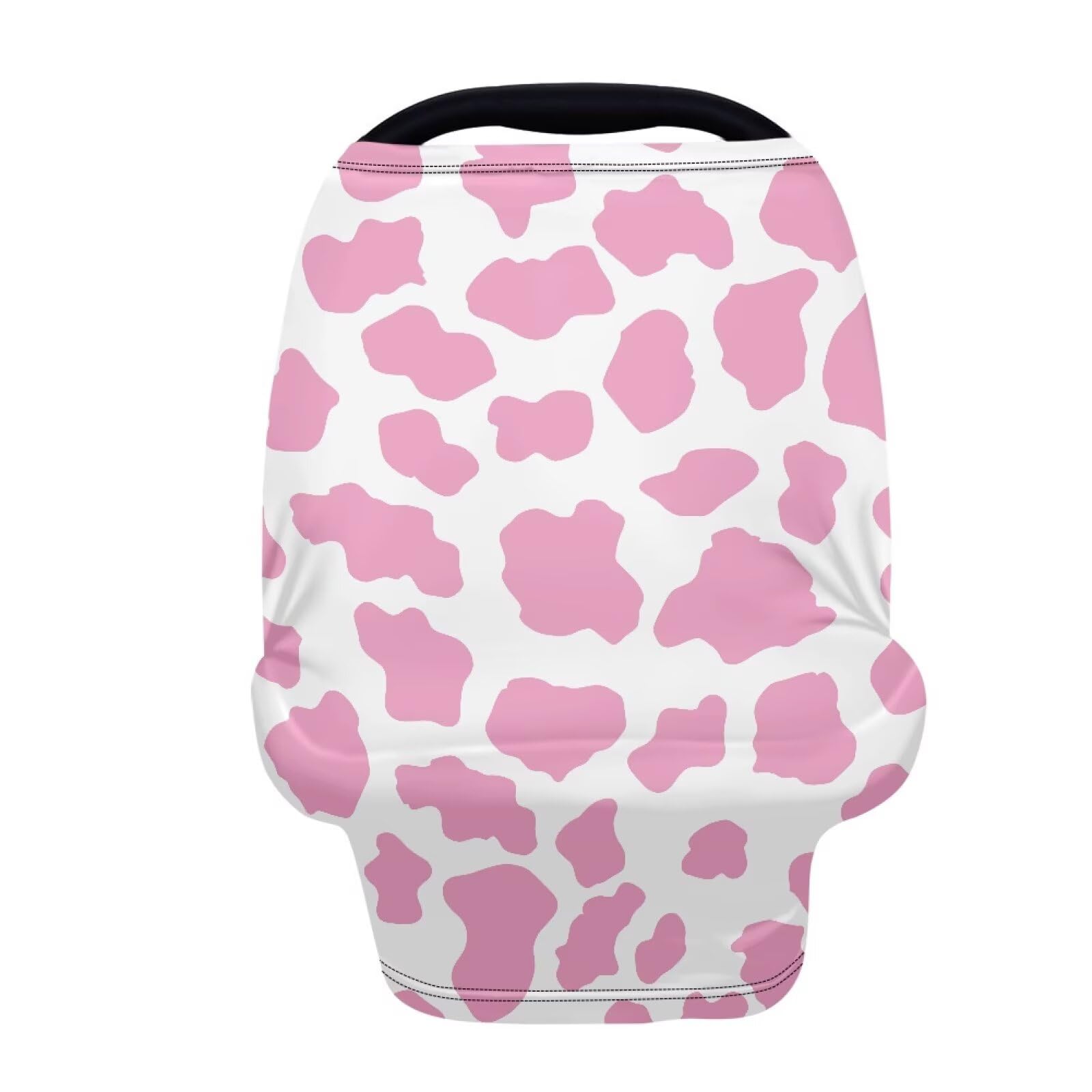 Biyejit Pink Cow Print Nursing Cover, Car Seat Cover, Shopping Cart Cover & Infinity Scarf - Breathable, Multi-Use Nursing Cover