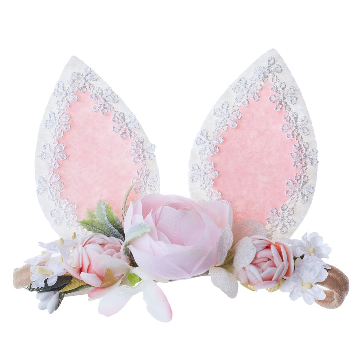 Gezisan Baby Girl Floral Easter Bunny Nylon Headband Flower Elastic Hairband Bows Wraps For Newborn Infant Toddler Hair Accessor