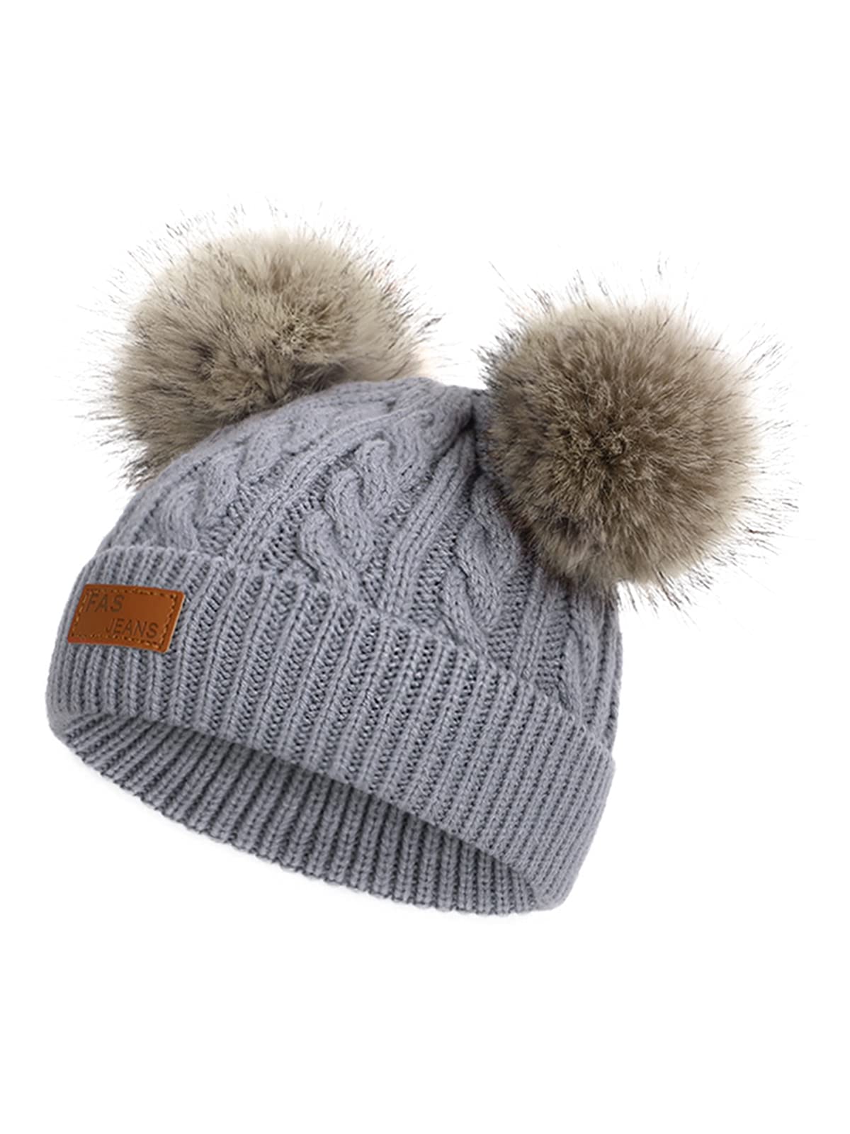 Century Star Baby Girl Hats Winter Cute Baby Beanies For Girls Boys Knit Baby Hats Warm Infant Toddler Hat Pom Pom Caps 4Pcs Bla