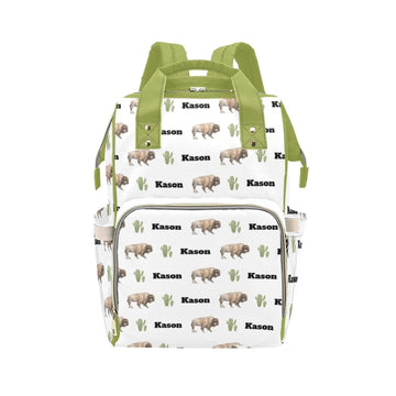 Personalized Buffalo Diaper Bag for Women, Custom Name Nursing Mommy Daypack, Diaper Bag for Baby Girl Boy, New Mom Gifts