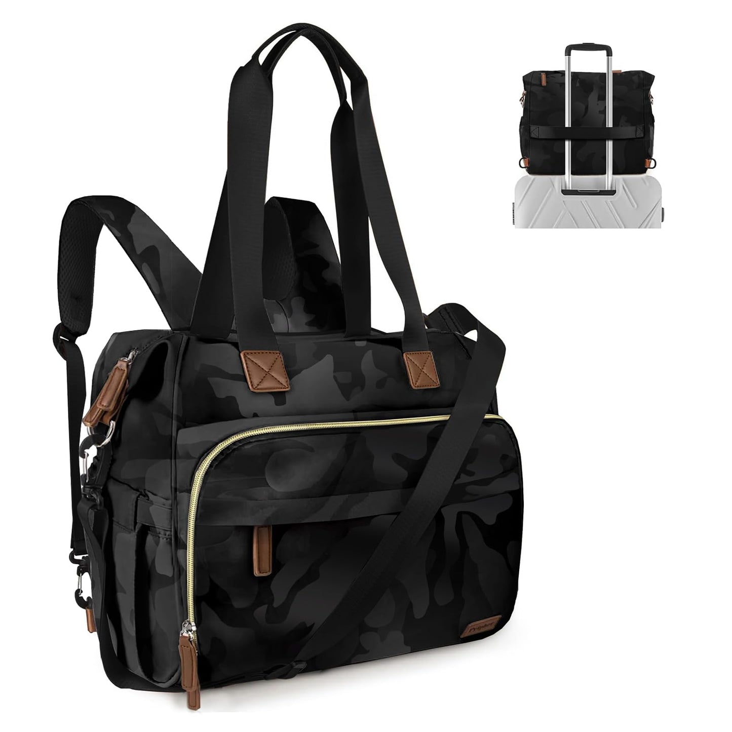 4 In 1 Diaper Bag Backpack, Diaper Bag Backpack For Mom Dad, Travel Diaper Bag Converts Into Backpack With Shoulder Strap, Mom B