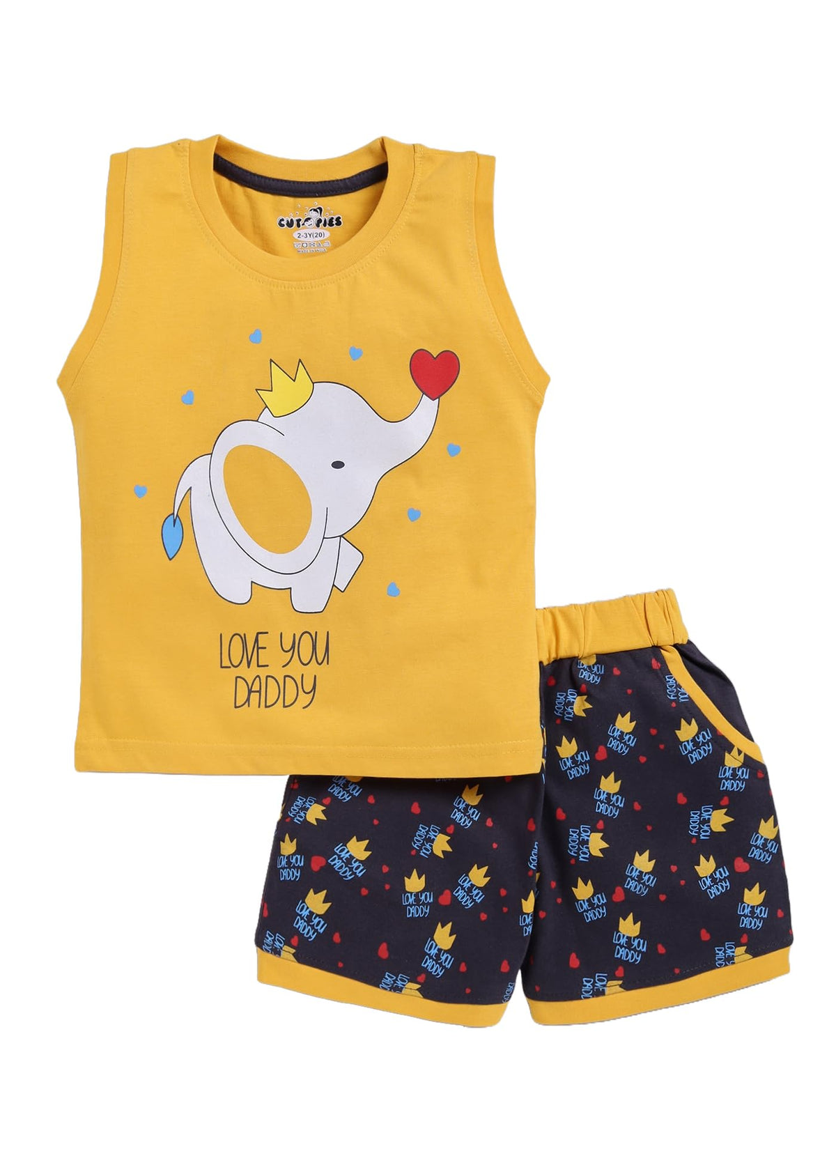 Cutopies Cherry 100% Pure Cotton Sleeveless TShirt And Shorts Set (Pack Of 1) Baby Boys Clothing Sets