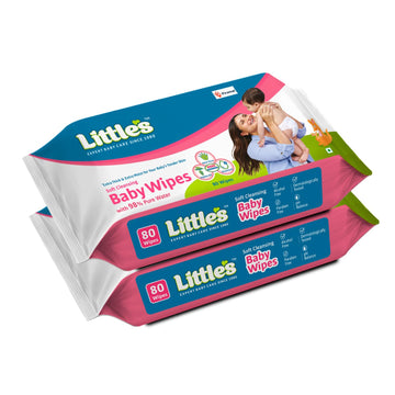 LittleS Soft Cleansing Baby Wipes | 80 Wipes X 2  160 Wipes | Extra Thick & Moist Wet Wipes For BabyS | Prevents Rashes & Red