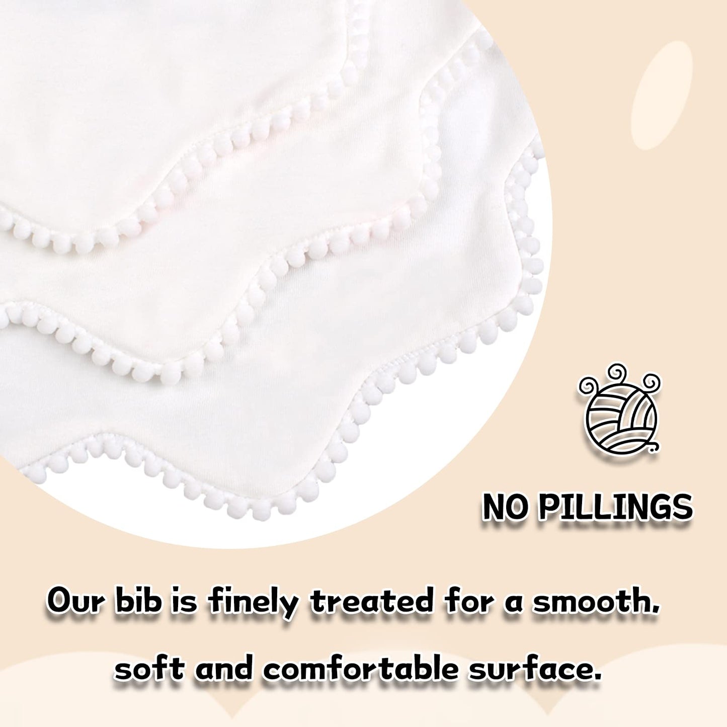 Bamery Baby Bandana Bibs White Cotton Drool Bibs For Drooling And Teething Absorbent For Boy Girl (Pure White)