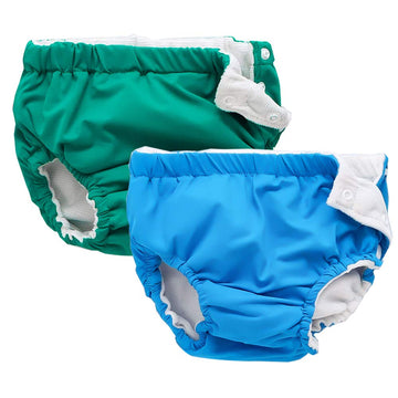 Ijnuhb Swim Diapers Baby Reusable 1Pack 2 Pack,Washable Pants For 0-3 Years Boys Girls Swimming Lesson Shower Gifts (Greenblue-2