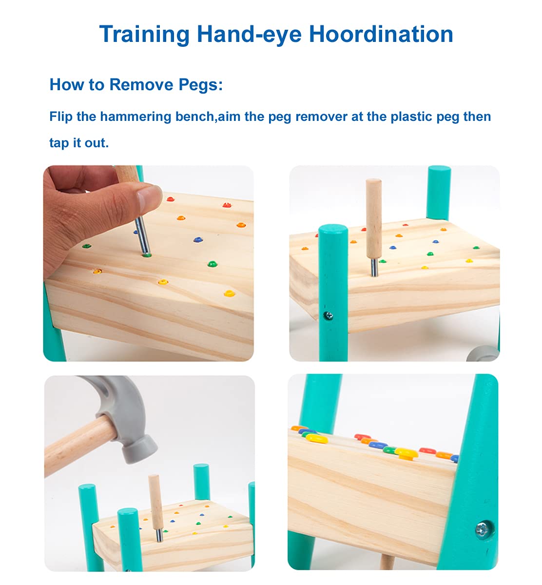 OUJILA Wooden Baby Workbench Pounding Hammer Toy for Toddlers,STEM Educational Preschool Learning Toys for Kids, Great DIY Gift