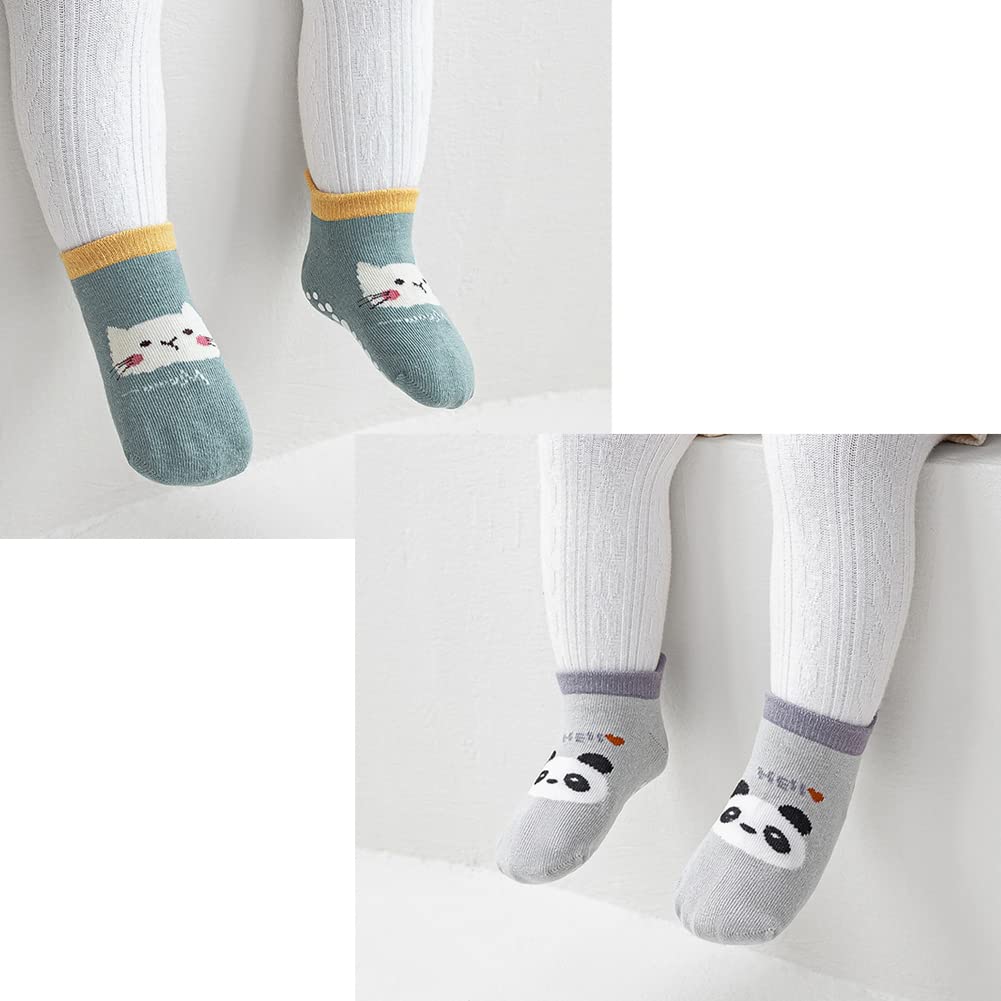 Exegawe Baby Socks With Grippers 5 Pairs Toddler Kids Cartoon Floor Ankle Non Slip Socks(Style G, M/1-3T)