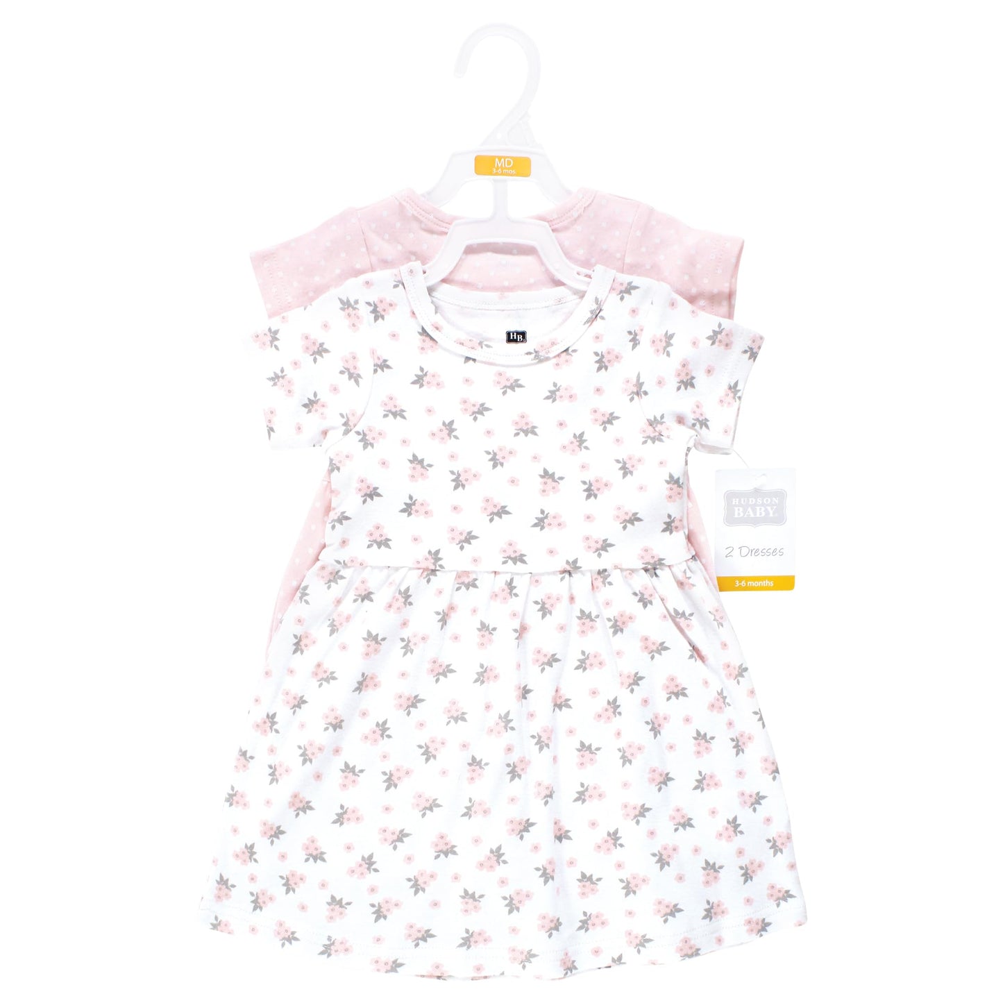 Hudson Baby Baby Girls Cotton Dresses, Tiny Pink Flower, 18-24 Months
