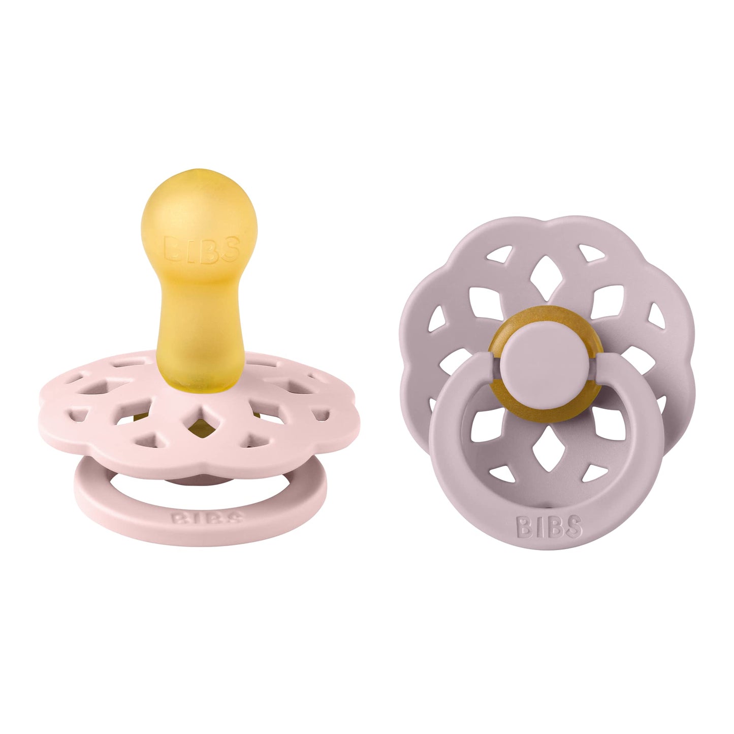 Bibs Pacifiers - Boheme Collection | Bpa-Free Baby Pacifier | Made In Denmark | Set Of 2 Blossom/Dusky Lilac Color Premium Sooth