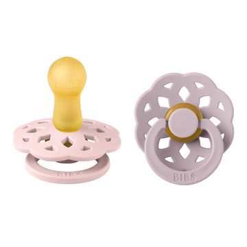 Bibs Pacifiers - Boheme Collection | Bpa-Free Baby Pacifier | Made In Denmark | Set Of 2 Blossom/Dusky Lilac Color Premium Sooth