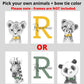 Personalized Safari Animals For Baby Boys Nursery Bedroom Unframed Set Of 3 Poster Prints, Personalized Name Blue Green Yellow B