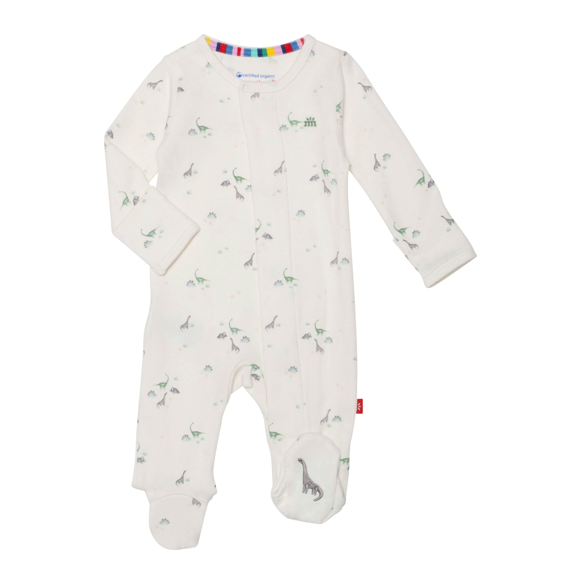 Magnetic Me 100% Organic Cotton Magnetic Baby Footie Pajamas | Super Soft Cotton Fabric | Tiny Diny | 3-6 Months