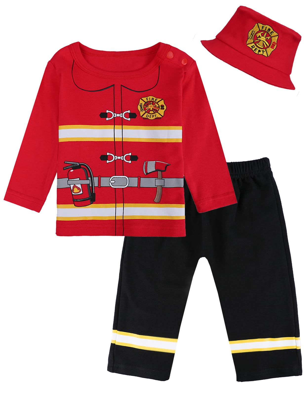 Cosland Halloween Fireman Costume Baby Firefighter Outfit, Red, 12-18 Months
