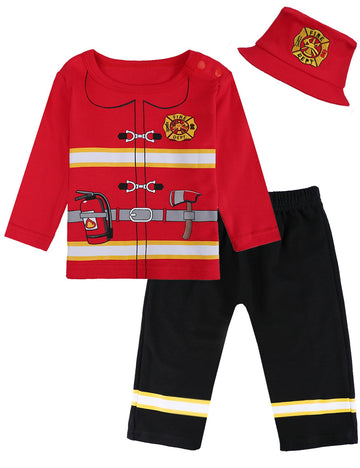 Cosland Halloween Fireman Costume Baby Firefighter Outfit, Red, 12-18 Months