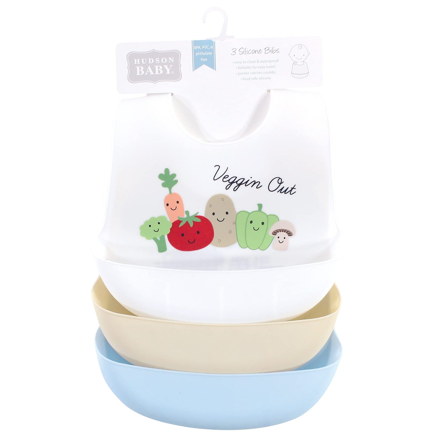 Hudson Baby Unisex Baby Silicone Bibs, Veggies, One Size