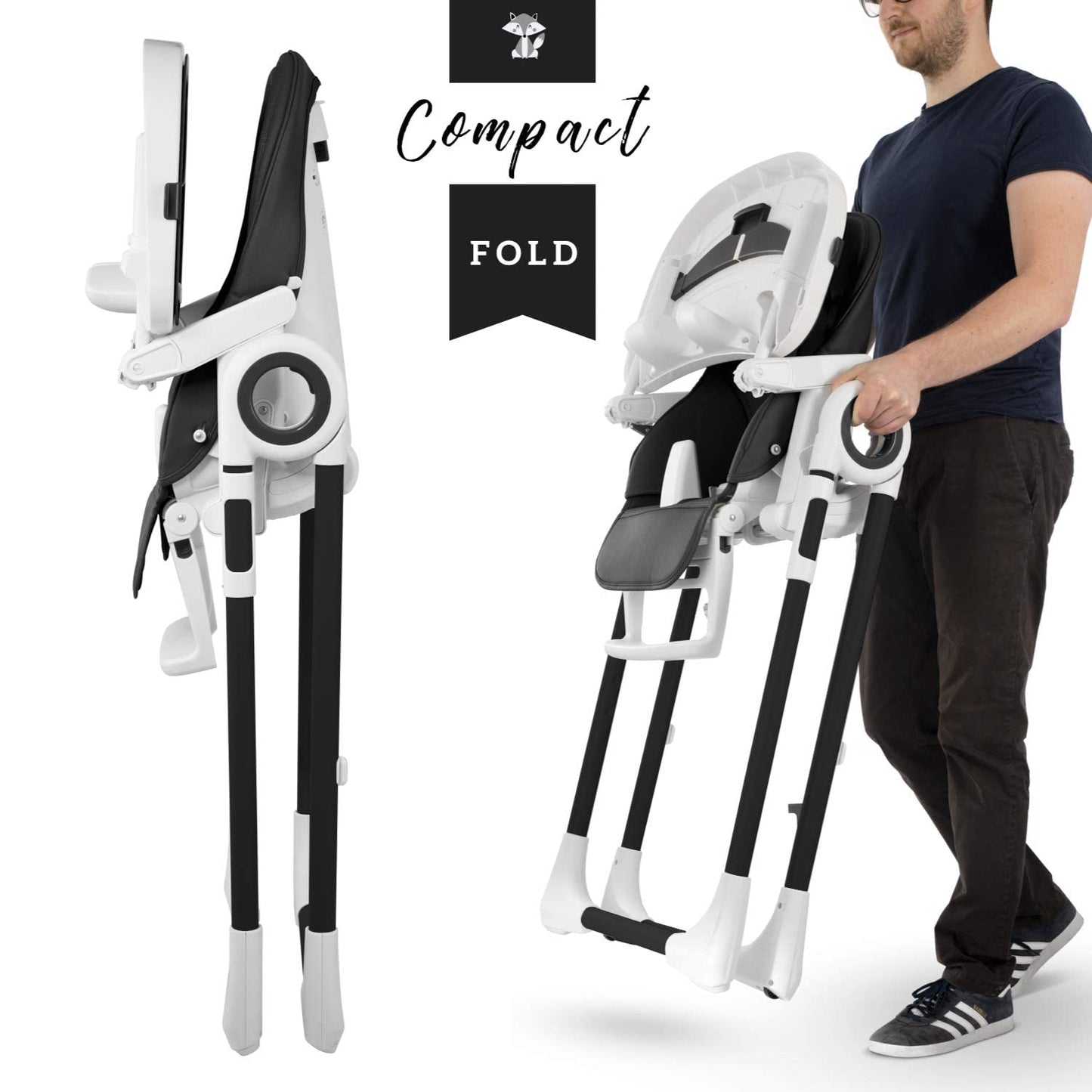 Sweety Fox Baby High Chair Adjustable To 7 Different Heights - Blue Baby Chair - Silla Para Comer De Bebe - Foldable High Chairs