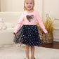 Toddler Tutu Dress Girls Baby Pink Sequin Heart Love Flower Tulle Long Sleeve Party Girl Valentines Day Dresses 18 24 Months