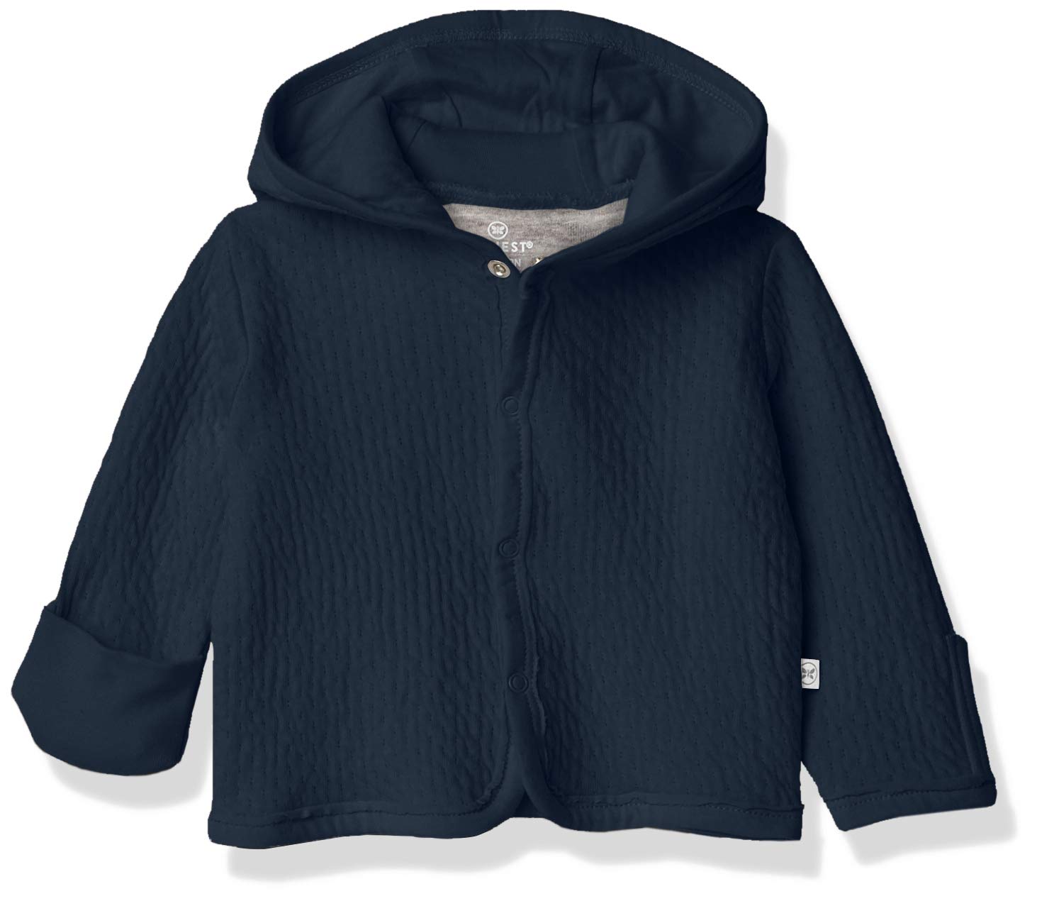 Honestbaby Organic Cotton Matelasse Snap-Front Hooded Jacket, Dark Navy, 6-9 Months