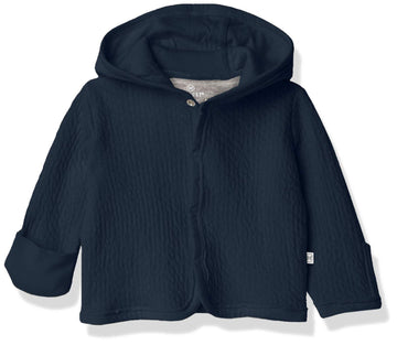 Honestbaby Organic Cotton Matelasse Snap-Front Hooded Jacket, Dark Navy, 6-9 Months