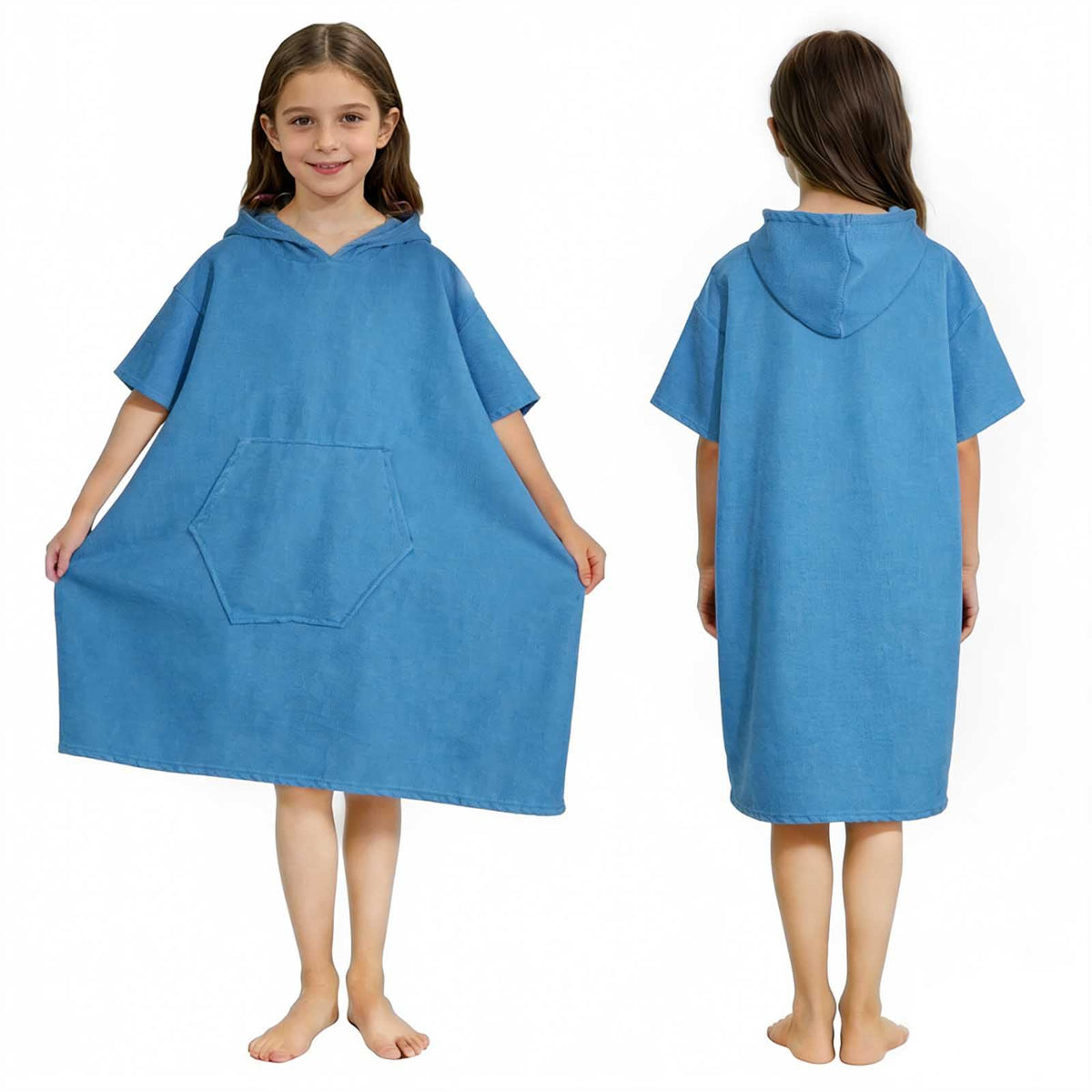 NABURGRI Kids Hooded Bath Towel Plush Changing Robe Swim & Surf 714, Blue
