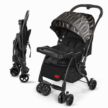 Luvlap Sunshine Plus Stroller/Pram With Reversible Handlebar, 5 Point Harness, 3 Level Recline Adjustment, Compact And Easy Fold