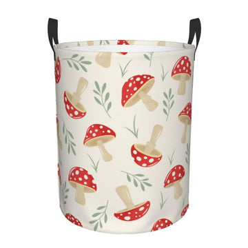 Pevtufa Cartoon Flat Mushrooms Foldable Laundry Basket Organizer,Fabric Clothes Toy Storage Basket Nursery Hamper Storage Bin Fo