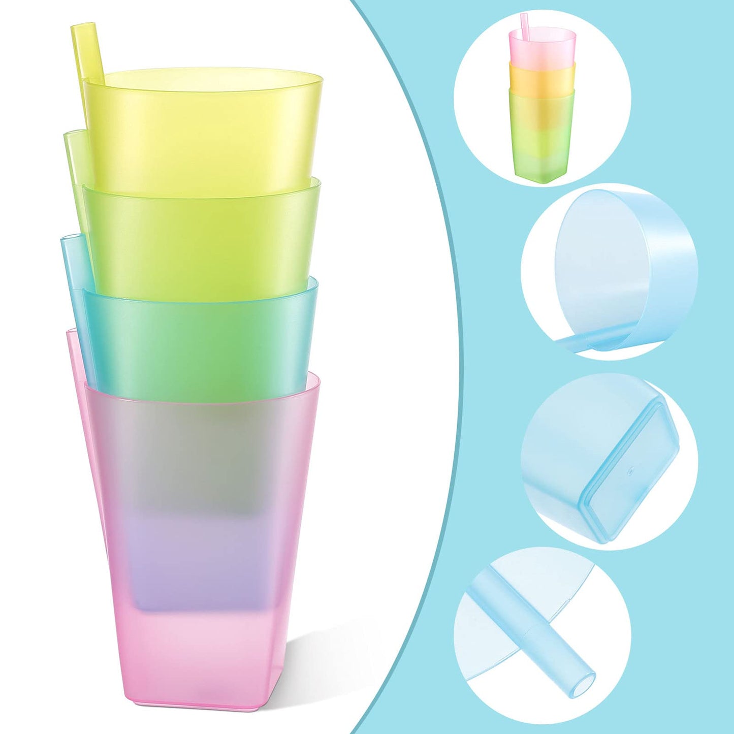 Sippy Cup 4Pcs Toddler Sip Cups With Built In Straw Kids Drink Cups With Straws