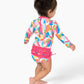 Rufflebutts Baby Girls Upf 50+ Sun Protection Novelty Print Long Sleeve One Piece Rash Guard Swimsuit With Zipper - Tropical Adv