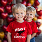 Boys Valentine'S Day T-Shirt Heart Crusher Dinosaur Shirt Kids Short Sleeve Cotton Fashion Red Tops For Size 6 Years