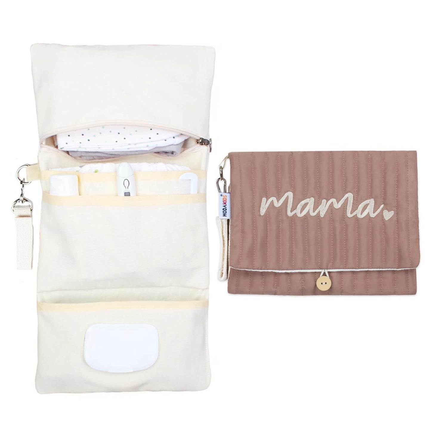 MODAKIDS Baby Bag Organizer, Waterproof Mini Diaper Bag, Foldable Mom Travel Set, Diaper Organizer, with Gift for Baby Shower (B