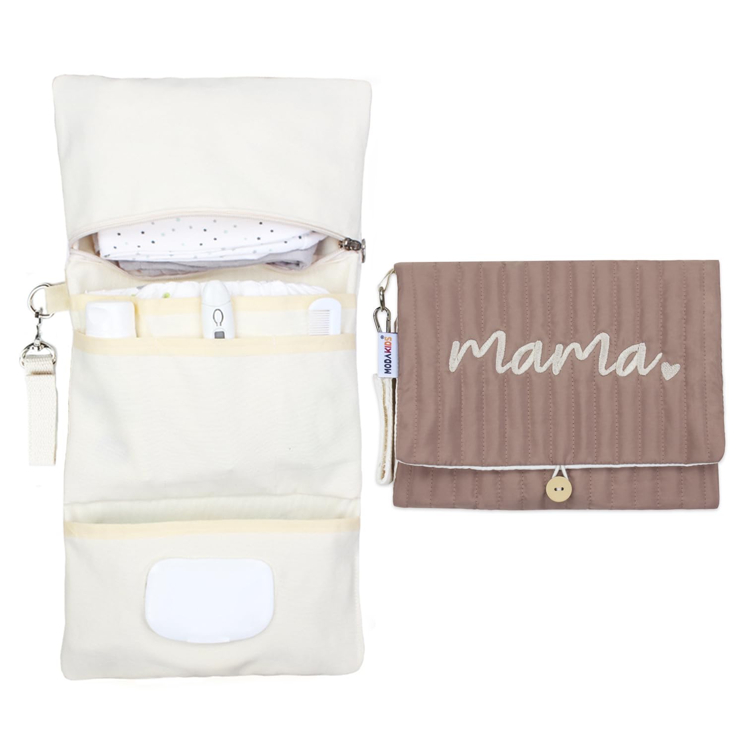 MODAKIDS Baby Bag Organizer, Waterproof Mini Diaper Bag, Foldable Mom Travel Set, Diaper Organizer, with Gift for Baby Shower (B