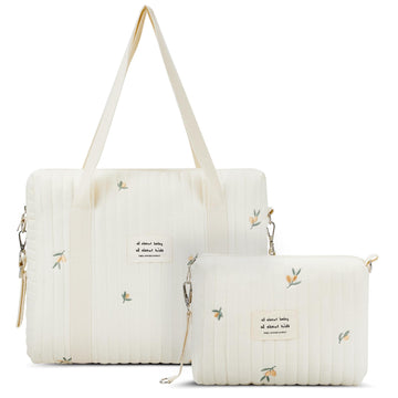 Paterr 2 Pcs Diaper Bag Tote For Women Multifunction Multisize Maternity Bag Quilted Cotton Cute Diaper Bag(Olive Flower)