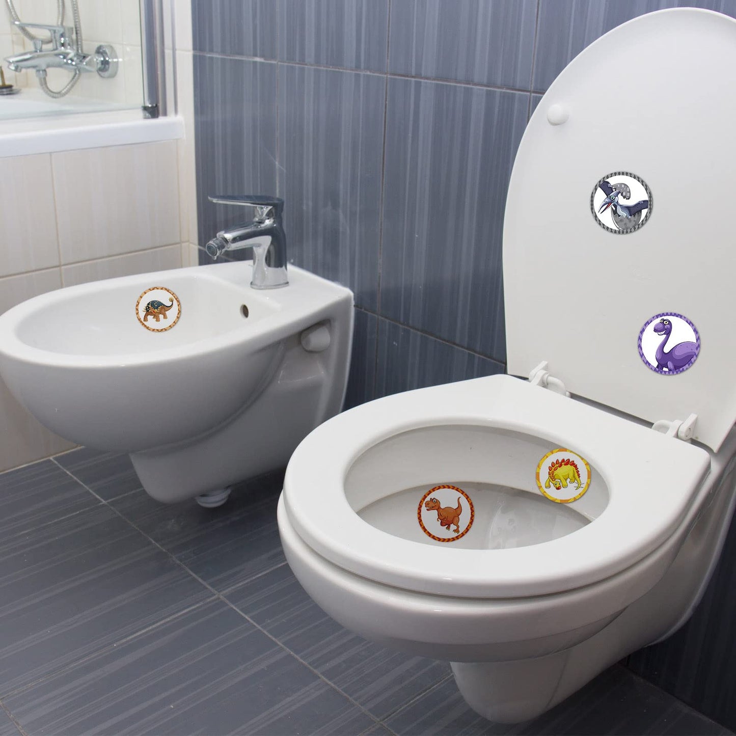 Laumoi 120 Pcs Toilet Targets For Boys Training Flushable Dinosaur Targets Potty Pee Toilet Target Stickers Dinosaur Potty Train