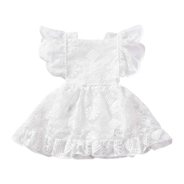 Baby Girl Lace Dress, Princess Dress Tulle White Party Wedding Summer Dress Clothes (White, 6-12Months)