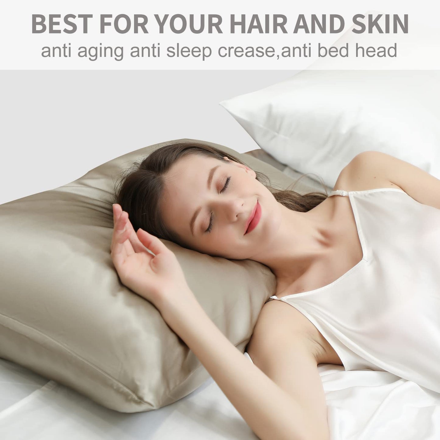 Zimasilk 100% Mulberry Silk Pillowcase For Hair And Skin,With Hidden Zipper,Both Side 19 Momme Silk, 1Pc (Body 20'X54', Taupe)